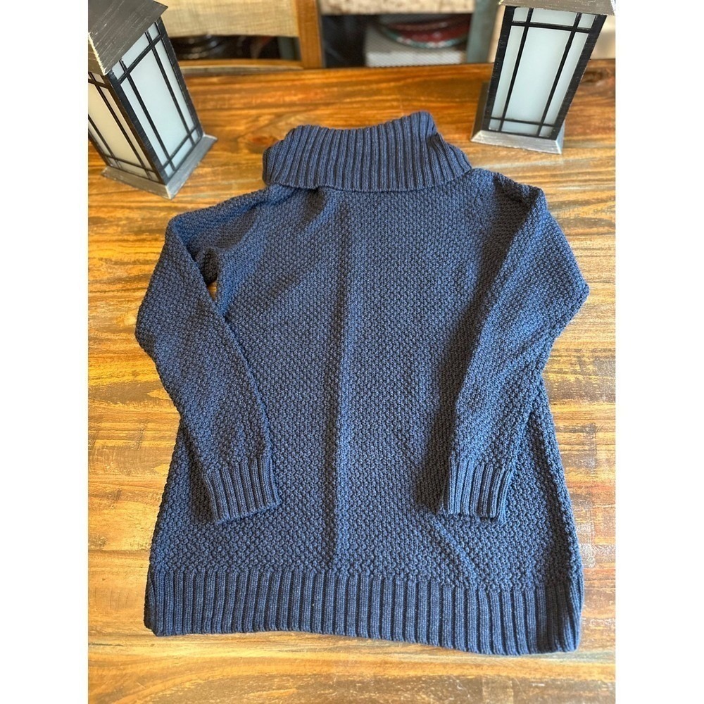 Hilary Radley Sweater Blue Knit Cowl Neck Tunic Woman's Small Tunic Knit Cowl